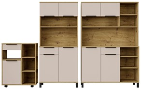meble kuchenne SOLEA bufet 80+120+R70 stolik kawiarka dąb artisan cashmere