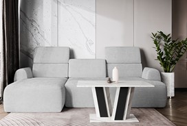 MU1 ława nowoczesny stolik kawowy 100x60 do salonu biały marmur czarny