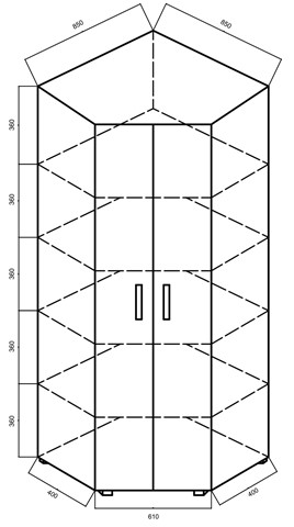 meble biurowe WORK BSN szafa narożna rogowa z półkami 85x85