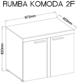 RUMBA komoda 2F dąb lefkas / grafit