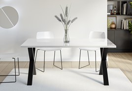 BROOKLYN X biurko / stół industrialny do salonu jadalni 160x90 biały połysk
