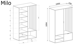 Meble MILO garderoba przedpokój z lustrem lamelami