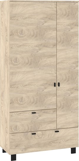 meble GAVES 14 szafa z drążkiem półkami do przedpokoju dąb endgrain czarny