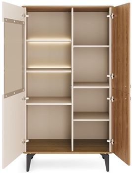meble AURENA 03 LED nowoczesna niska witryna na nóżkach orzech cashmere