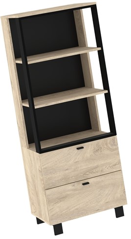 meble GAVES 08 regał z szufladami półkami do salonu loft dąb endgr. czarny