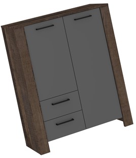 meble DELIS 08 regał z drzwiami szufladami do salonu dąb grange grafit