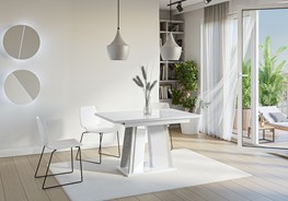 DOHA nowoczesny stół rozkładany do salonu jadalni 120x80 biały połysk beton
