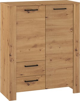 meble DELIS 08 regał z drzwiami szufladami do salonu dąb artisan