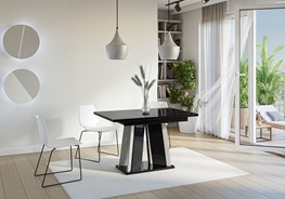 DOHA nowoczesny stół rozkładany do salonu jadalni 120x80 czarny poł./ beton