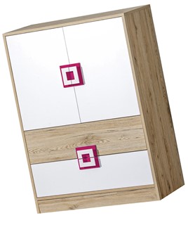 meble NICO 09 komoda z szufladami drzwiami młodzieżowa dąb jasny róż