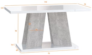 MUFO nowoczesny stolik kawowy ława 110x70 do salonu K350 biały połysk beton