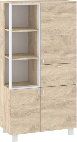 meble GAVES 09 szafka regał z półkami loft do salonu dąb endgrain biały