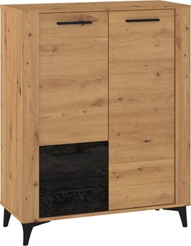 meble MIGES 08 regał z szufladami drzwiami na nóżkach artisan beton czarny