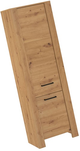 meble DELIS 01 wąski regał zamknięty z półkami bieliźniarka dąb artisan