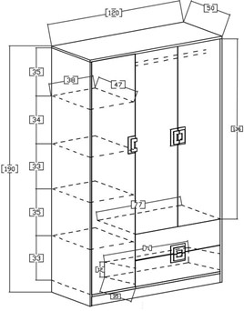 meble NICO 03 duża szafa trzydrzwiowa z szufladami młodzieżowa dąb biały dą