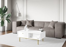FLOW ława nowoczesny stolik kawowy z szufladą do salonu biały biały połysk