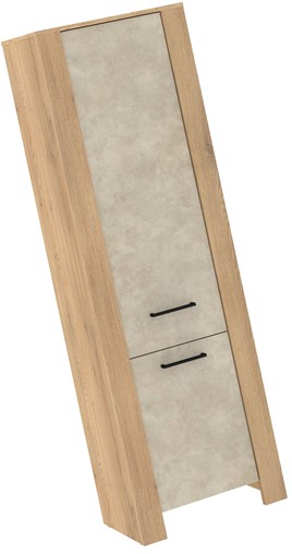 meble DELIS 01 wąski regał zamknięty z półkami bieliźniarka dąb cremona gra