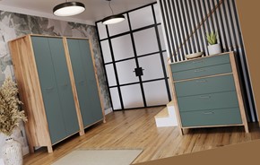 meble INDYGO #3 przedpokój garderoba szafa komoda z szufladami wotan zieleń