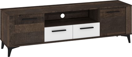 meble MIGES 11 komoda stolik szafka RTV z szufladami dąb grange biały połys