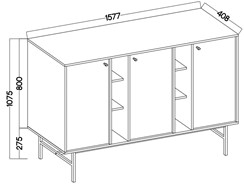 meble TOKYO 823 szeroka komoda do salonu na nóżkach czarny grafit N3