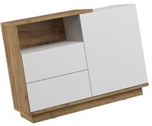 meble BRITA 03 komoda z szufladami drzwiami półką dąb craft złoty biały poł