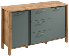 meble INDYGO K2D3S komoda z szufladami drzwiami do salonu dąb wotan zieleń