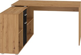 BIT L biurko narożne proste przestawne gamingowe dąb artisan beton czarny