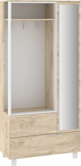 meble GAVES 05 przedpokój garderoba z lustrem loft dąb endgrain biały