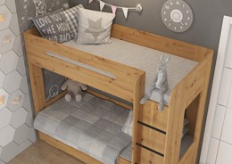 Łóżko piętrowe dziecięce młodzieżowe 2 osobowe 80x200 BLIN dąb artisan