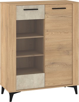 meble MIGES 14 niska witryna do salonu na nóżkach dąb cremona granada migda