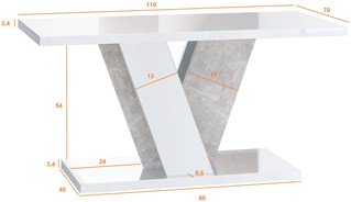VINEY MINI nowoczesny stolik kawowy ława 110x70 do salonu czarny poł. beton
