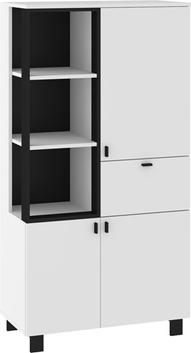 meble GAVES 09 szafka regał z półkami loft do salonu biały czarny