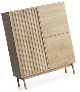 meble SAORI K3D szafka komoda z drzwiami lamelami do salonu dąb cremona