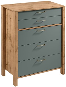 meble INDYGO K5S komoda z szufladami do salonu sypialni dąb wotan zieleń