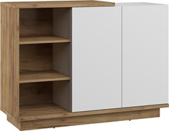 meble BRITA 05 szafka komoda z drzwiami półkami dąb craft złoty biały połys