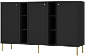 meble TOKYO 823 szeroka komoda do salonu na nóżkach czarny grafit N2