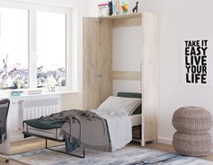 Półkotapczan pionowy łóżko chowane w szafie TEDDY 90 dąb endgrain