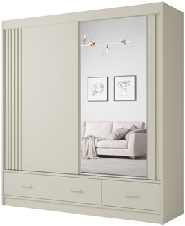 CA31-20 szafa przesuwna z szufladami lustrem lamelami cashmere kaszmir ukS