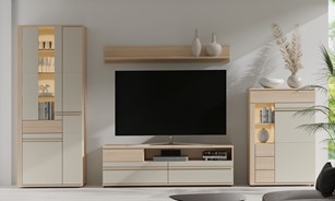 meble SOLO #1 meblościanka witryna szafka RTV komoda riva cashmere kaszmir