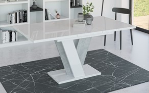 VINEY nowoczesny stół rozkładany do salonu jadalni 120x90 biały poł. beton