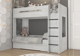 Łóżko piętrowe dziecięce młodzieżowe 2 osobowe 80x200 BLIN dąb craft biały