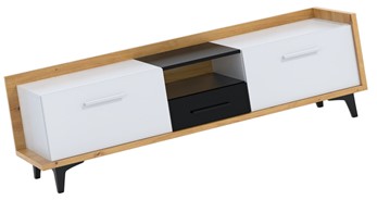 meble DOX 09 duża komoda stolik szafka RTV z szufladą artisan biały czarny