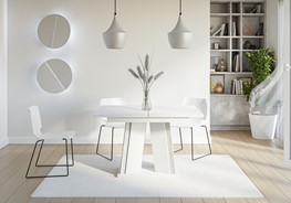 DOHA nowoczesny stół rozkładany do salonu jadalni 120x80 biały mat / beton