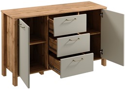 meble INDYGO K2D3S komoda z szufladami drzwiami do salonu dąb wotan beż