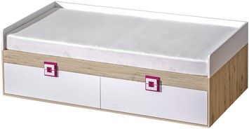 meble NICO 14 łóżko dziecięce młodzieżowe 90x200 bez mat. dąb biały róż