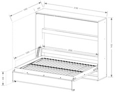 meble PEFE 120 półkotapczan poziomy łóżko chowane składane bez mat biały cz