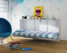Półkotapczan łóżko chowane składane 90x200 poziome ERGO craft biały grafit