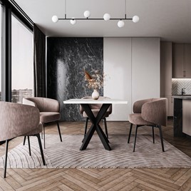 PARO nowoczesny loftowy stół kwadratowy do salonu jadalni biały marmur