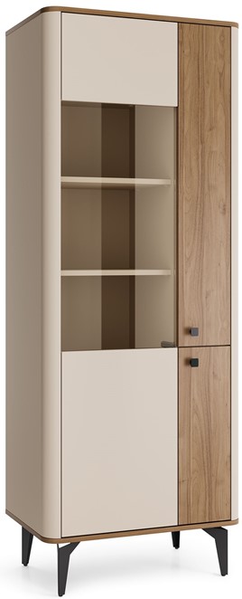 meble AURENA 02 nowoczesna wysoka witryna na nóżkach orzech cashmere